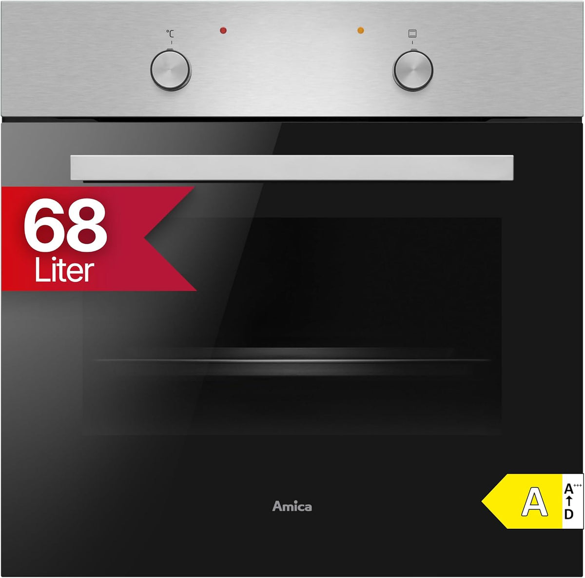 Four encastrable, 68 l, Amica, CoolDoor2, 4 fonctions, Parois lat¨¦rales gaufr¨¦es ABE 9410 E, Noir, fonction vapeur, Chauffage rapide
