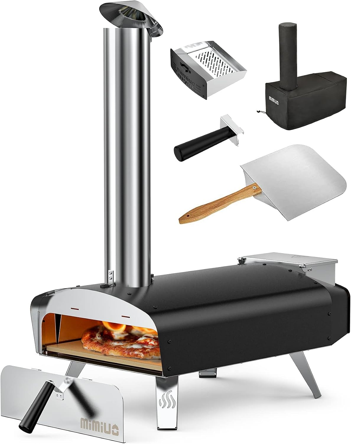 Mimiuo Four ¨¤ pizza, 33 cm, pliable, Pierre ¨¤ Pizza 33 cm, 30, 5 ¡Á 35, 5cm, 500 ¡ãC, 33cm, 1200¡ãC, portable
