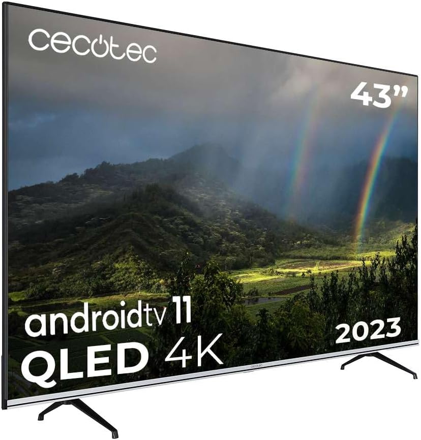 Cecotec VQU20043S HDR10 T¨¦l¨¦viseur, ¨¦clairage LED, 10W, 4K UHD, Android 11, 2 Haut-parleurs 10W, 2 Mandos, Mod¨¨le 2023, QLED, Dolby Vision, MEMC