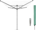 ¨¦tendoir, Douille en M¨¦tal ¨¤ Planter Dans le Sol, 295 cm, Brabantia, 187 cm, 45 mm, 50m, 4 bras 50 m, Gris M¨¦tallique, Antid¨¦rapantes, Pratique