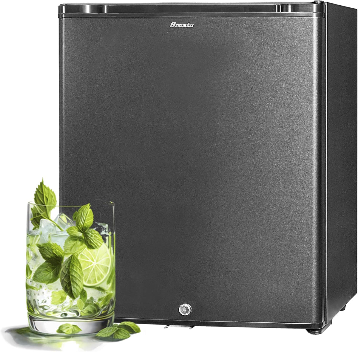 Mini r¨¦frig¨¦rateur SMETA, r¨¦glable, 12V, Frigo 12V Camping Car, 30L, 220V, 240V, 0¡ãC, 10¡ãC, avec Serrure, Noir, porte r¨¦versible, portable