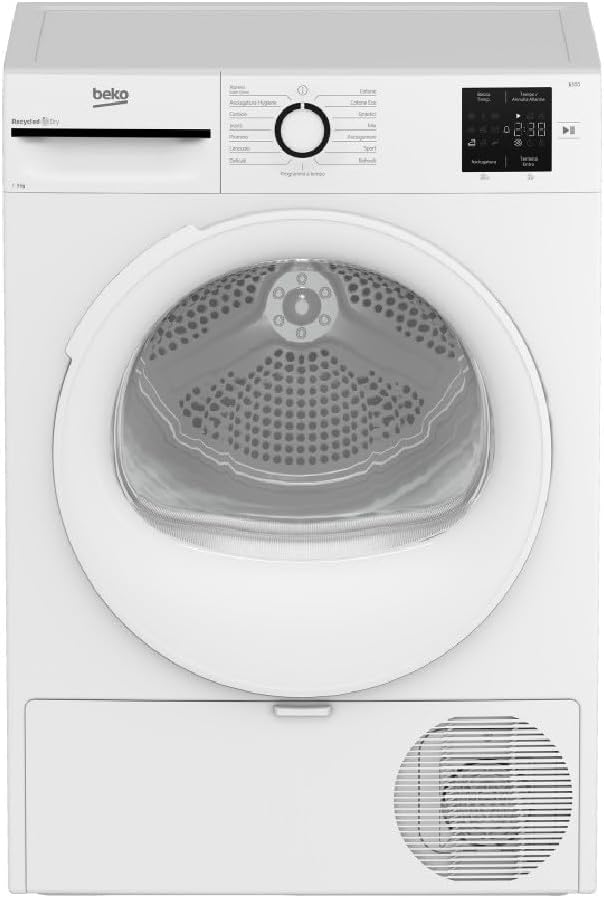 Beko S¨¨che-linge, BMT93EW, verre, 9kg, blanc, hublots blanc, pompe ¨¤ chaleur, classe D, ligne Esth¨¦tique NX, moteur asynchrone