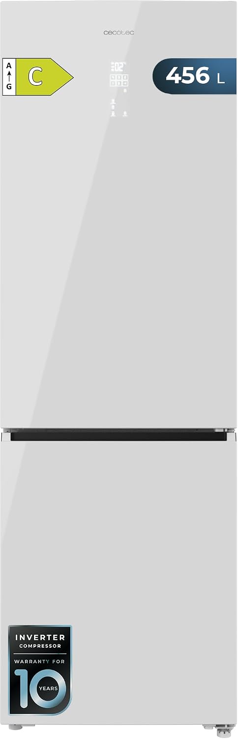 Cecotec R¨¦frig¨¦rateur, 201 cm, No Frost, verre, 59, 5 cm, 201 ¡Á 59, 5 cm, Hauteur 201 cm et 59, 5 cm Largeur, 456L, moteur Inverter