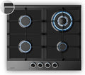 Plaque de cuisson KLARSTEIN, acier inoxydable, 8 000 W, 60cm, 8000W, 4 Br?leurs, 4 Br?leurs 8000W, Verre & Inox, Acier inoxydable noir, Kit Inclus