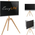 Support TV sur pied, Tr¨¦pied TV en Bois chevalet, r¨¦glable, 400 ¡Á 400 cm, EasyLife, 40 kg, Support TV Studio jusqu'¨¤ 65' et 40 kg, ¨¦clairage LED