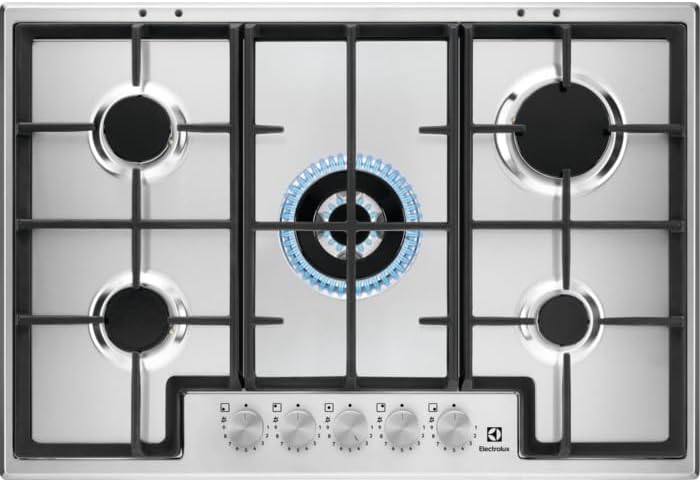Electrolux EGS75362X Plaque de cuisson, 75 cm, acier inoxydable, 5 br?leurs
