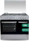 Cuisini¨¨re, inox SKGW5901PBX, 59 l, SVAN, four 59 l, 5 zones, 2 programmes, 90cm, 87cm, 89cm, 62cm, 49kg, 5 br?leurs, 2 programmes de cuisson