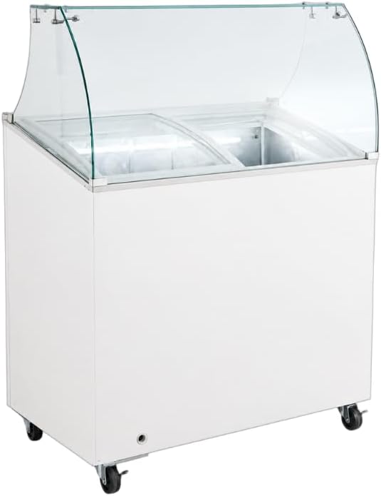 R¨¦frig¨¦rateur de pr¨¦sentation, ¨¦clairage LED, verre, 18 ¡ãC, 16 ¡ãC, G¨¦n¨¦rique Vitrine ¨¤ glace 4 bacs de 5 litres