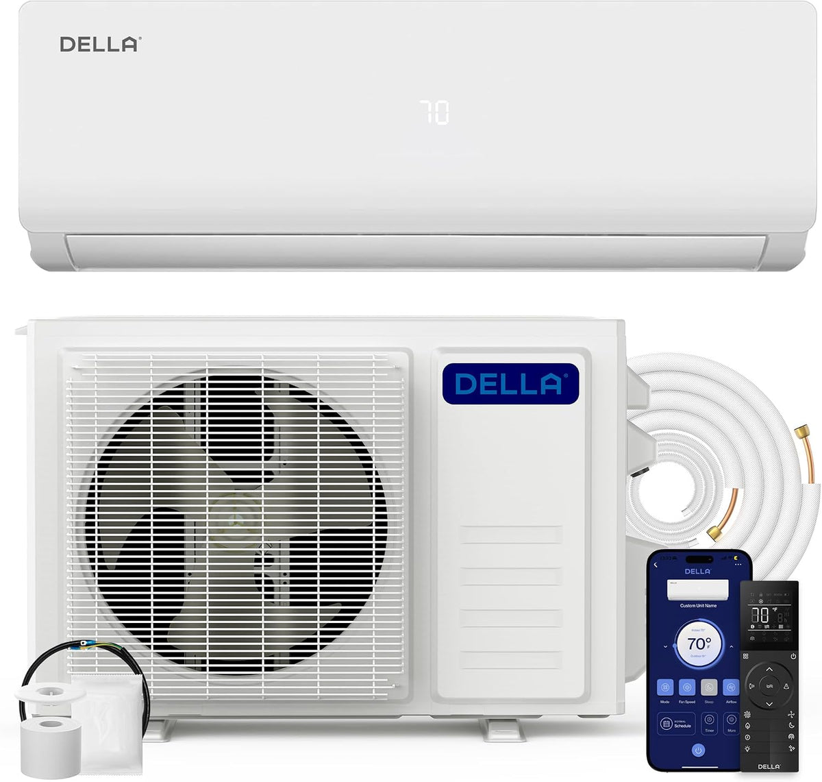 Della Vario TL-36K2VB-19S-I+O Climatiseur mini-split 36 000 BTU, pompe ¨¤ chaleur, Wi-Fi, 208¨C230 V