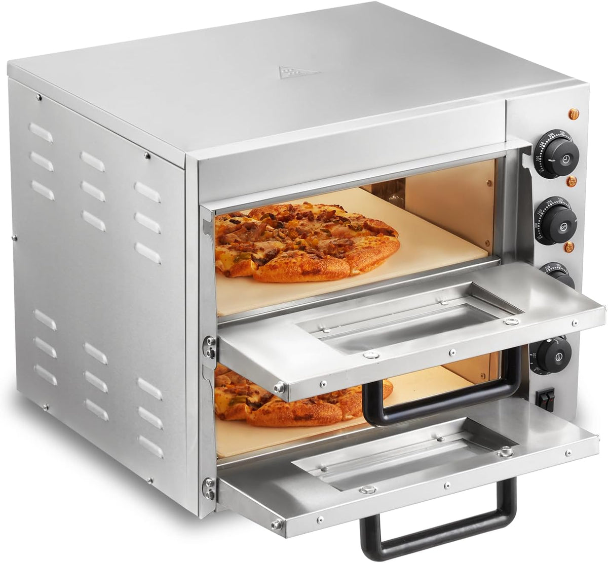 Four ¨¤ pizza, 14 pouces, avec Pierre et Poign¨¦e, Machine ¨¤ Pizza d'Int¨¦rieur Polyvalente pour Restaurant Maison, acier inoxydable, VEVOR