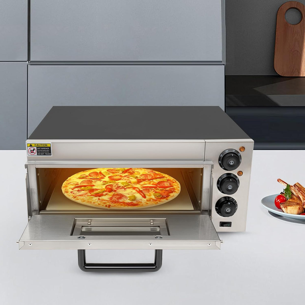 Four ¨¤ pizza OMGGYER, acier inoxydable, 2000 W, pour tartes flamb¨¦es, 350 ¡ãC, temp¨¦rature jusqu'¨¤ 350 ¡ãC, minuterie jusqu'¨¤ 30 min, verre