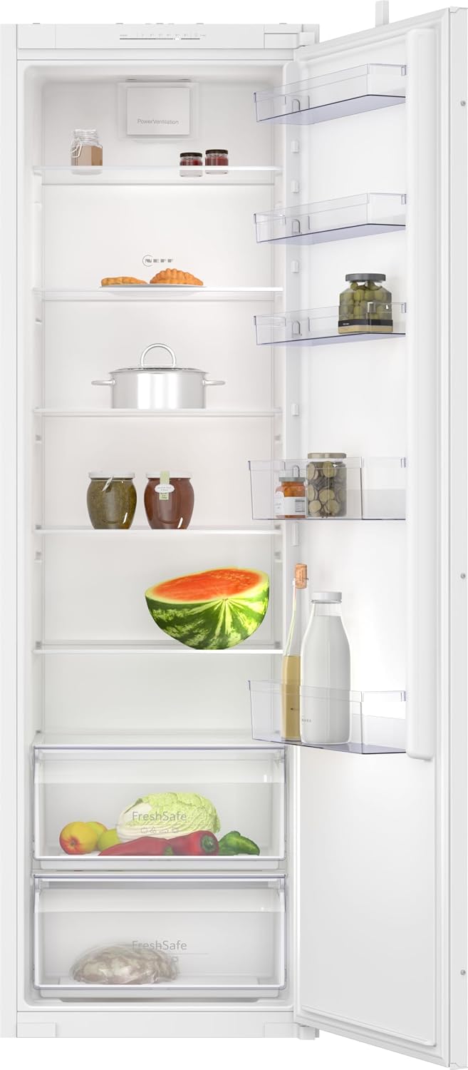 Neff KI1811SE0 R¨¦frig¨¦rateur, 54.1 ¡Á 177.2 ¡Á 54.8 cm, ¨¦clairage LED, verre, 178 cm, 35 dB, 310l, 1 Porte, 2 tiroirs, r¨¦glable