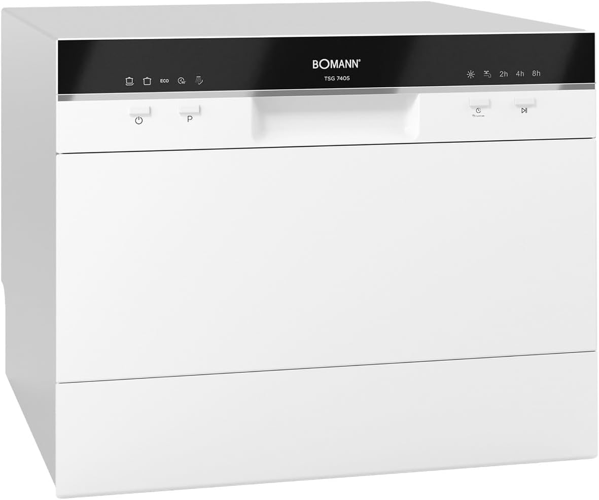 Bomann TSG7405-Blanc Lave-vaisselle, 43, 8 ¡Á 55 ¡Á 50 cm, ¨¦clairage LED, 20 kg, 6 Niveaux, 6 Niveaux de R¨¦glage, 5 Programmes, Voyants LED