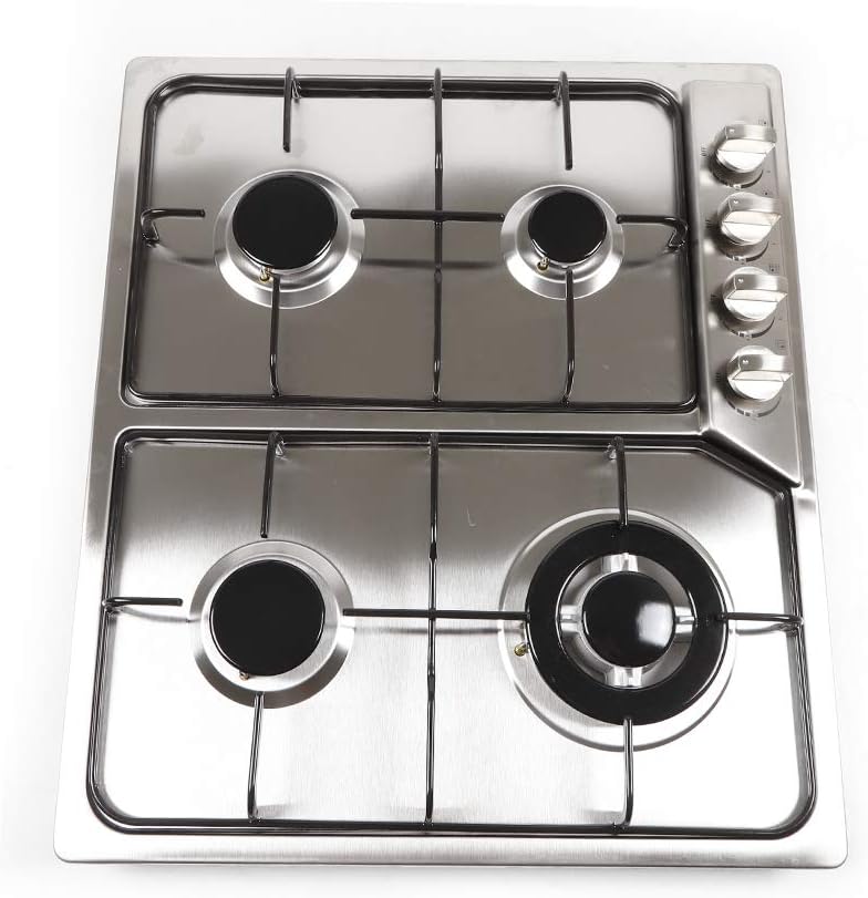 Plaque de cuisson Wiyuer, 59 ¡Á 51 cm, acier inoxydable, 4 br?leurs, 3 kW, 1, 75 kW, 1, 0 kW, encastrable