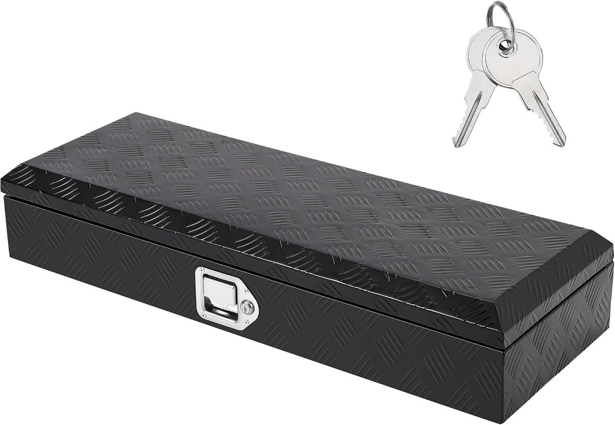 Garvee 88x32x16cm Bo?te ¨¤ outils, 88 ¡Á 32 ¡Á 16cm, Coffre ¨¤ outils benne camion aluminium 5 bandes, v¨¦rin ¨¤ gaz, acier inoxydable
