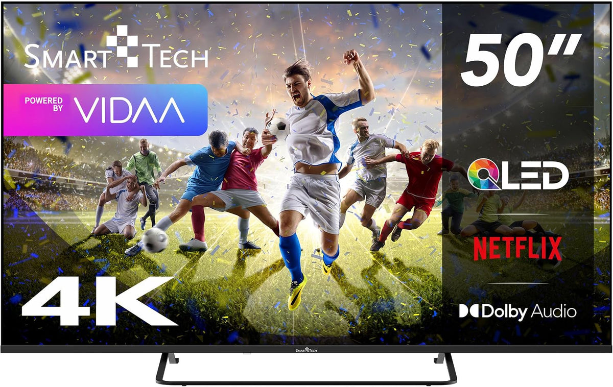 T¨¦l¨¦viseur Smart Tech 50QV02K 3xHDMI, Wi-Fi, 126 cm, 50 pouces, 4K UHD, HDR10, TV QLED 4K UHD 50', 50QV02K VIDAA TV- 3xHDMI, 2xUSB, HDR 10