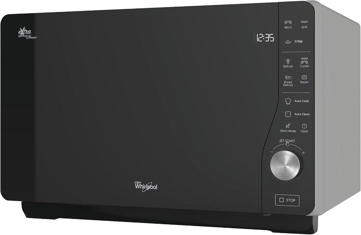 Whirlpool Four micro-ondes, avec steamer, 1000 W, 40 cm, 800 + 1000 W, 25 litres, fonction gril, fonction vapeur, argent