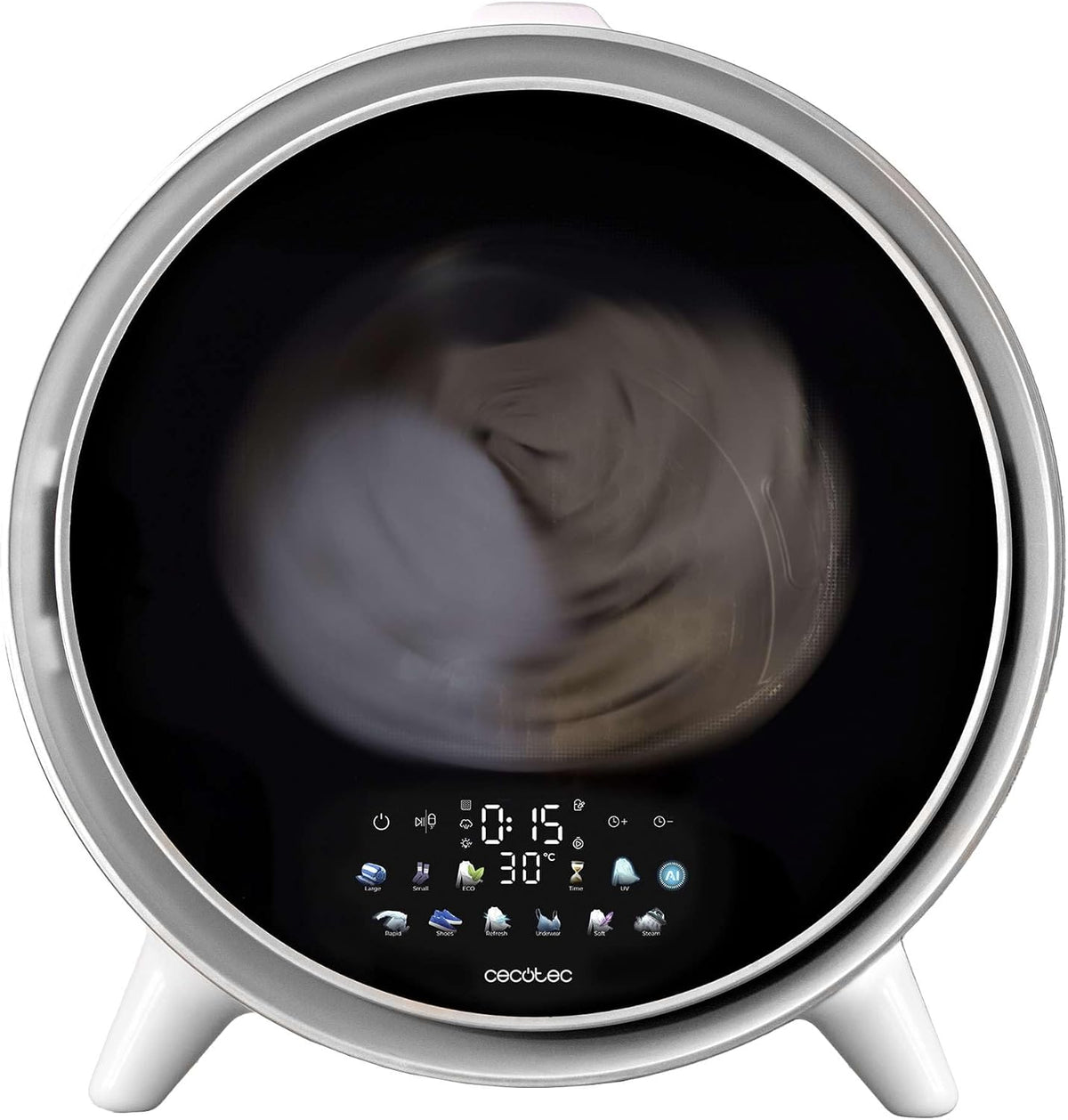 S¨¨che-linge Cecotec, 3 kg, acier inoxydable, 3600V, 12 programmes, Classe A, S¨¦chage Auto Intelligent, ¨¦cran FullColor, Fonction UV Care