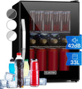 KLARSTEIN Mini r¨¦frig¨¦rateur, 33L, Mini Frigo de Chambre et Bureau pour Boisson, r¨¦glable, acier inoxydable, 10¡ãC, 2 ¨¦tag¨¨res, ¨¦clairage LED