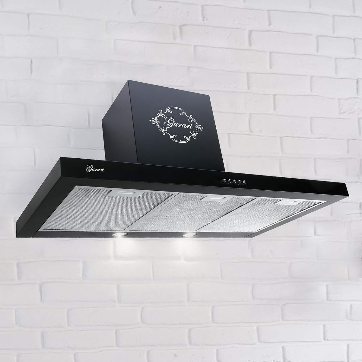 Gurari 1000m3 Hotte aspirante, 90 cm, ¨¦clairage LED, 3 vitesses, 150 mm, 120 mm, 49 db, 68 db, 1000 m3/h, 90cm, 86 Kw