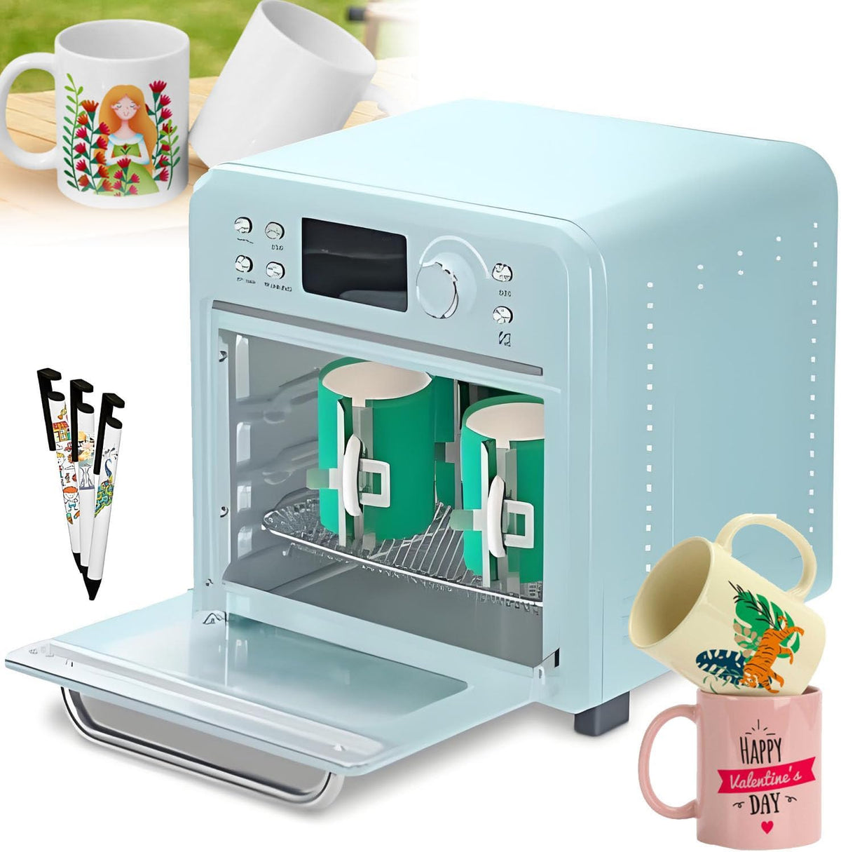 Mini four, Four ¨¤ sublimation 1400 W avec affichage num¨¦rique, four de cuisine ¨¤ convection de lumi¨¨re de 16 L, 34, 5 ¡Á 33 ¡Á 31, 6 cm, 220 V