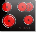 Jessier Plaque de cuisson, 9 Niveaux, 6700 W, 9 Niveaux de Puissance, 6700W, 4 zones, Plaque Vitroc¨¦ramique 4 Feux Encastrable 6700W, minuterie