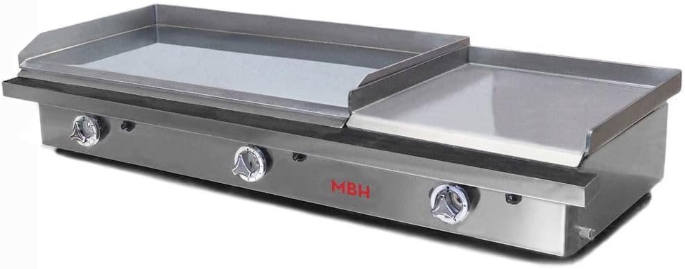MBH - MAQUINARIA BAR HOSTELER¨ªA Plaque ¨¤ frire, 800 ¡Á 400 mm, r¨¦glable, acier inoxydable, 400 ¡Á 400 mm, 1000 ¡Á 400 mm, 6 mm, 10 mm