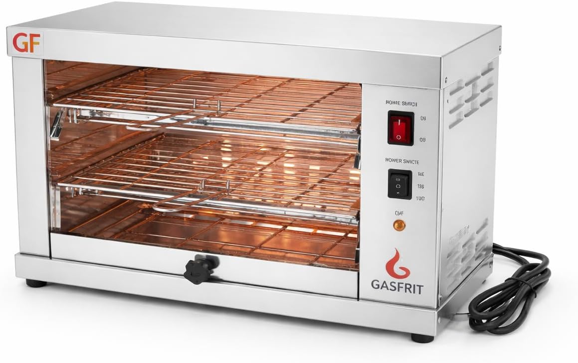 Four grille-pain, 3000 W, acier inoxydable, GASFRIT, Grille-pain ¨¦lectrique industriel ¨¤ quartz 2 ¨¦tages, usage professionnel h?tellerie