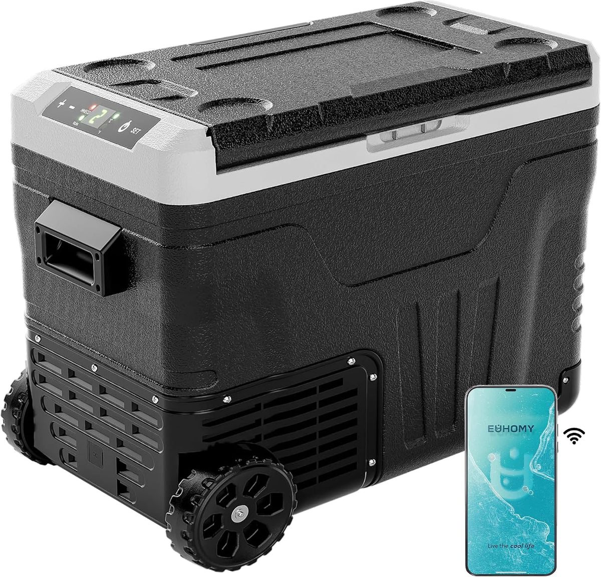R¨¦frig¨¦rateur, 12 V, pour Car, EUHOMY, 45 dB, 53QT, 240V, 24V, -4¡ãF~ 68¡ãF portable Cong¨¦lateur