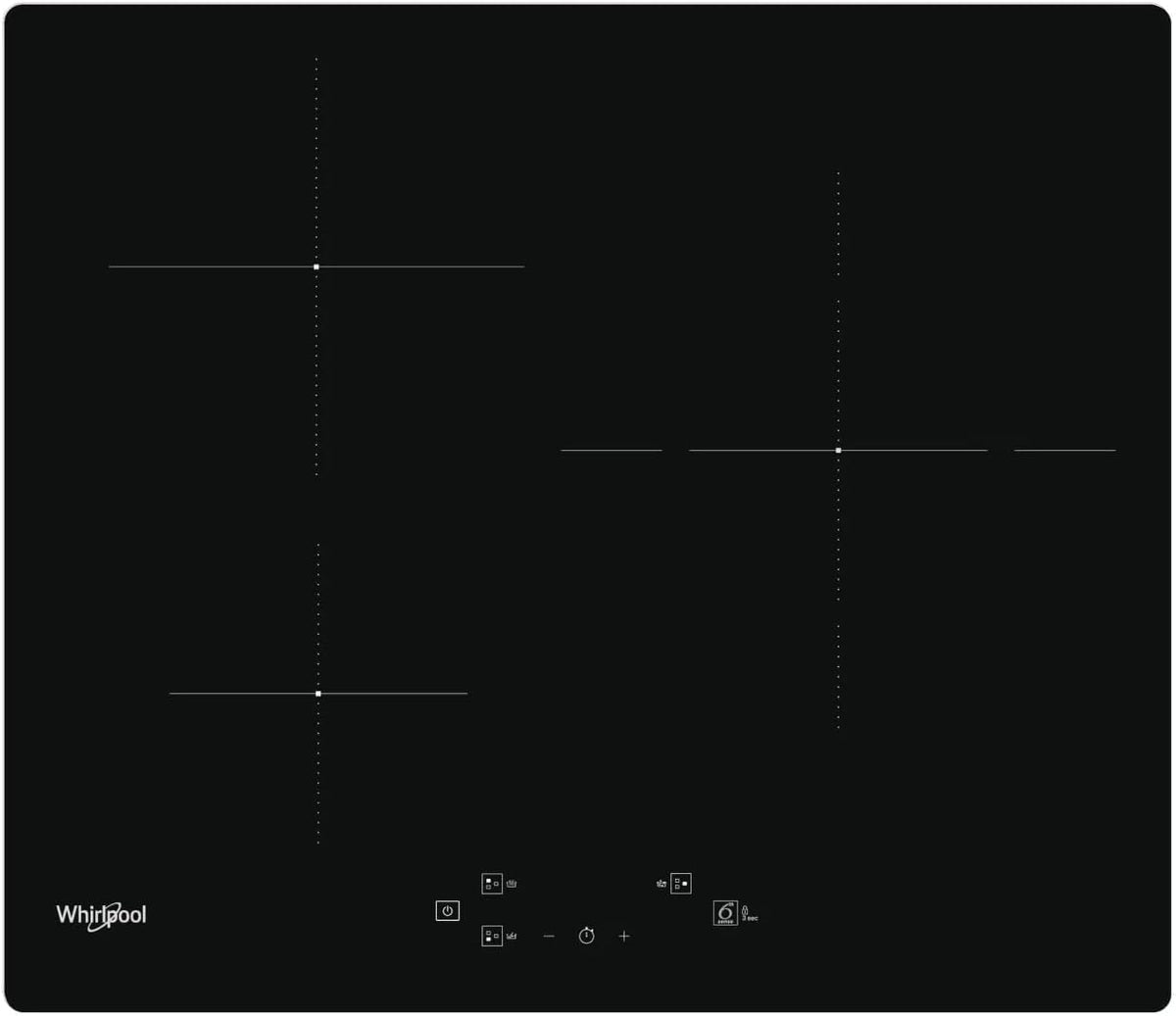 Whirlpool Plaque de cuisson, 28 cm, verre, 10 niveaux, 8 niveaux, Table De Cuisson ¨¤ Induction 60cm 3 Feux 7200w Noir, WSQ3860NE