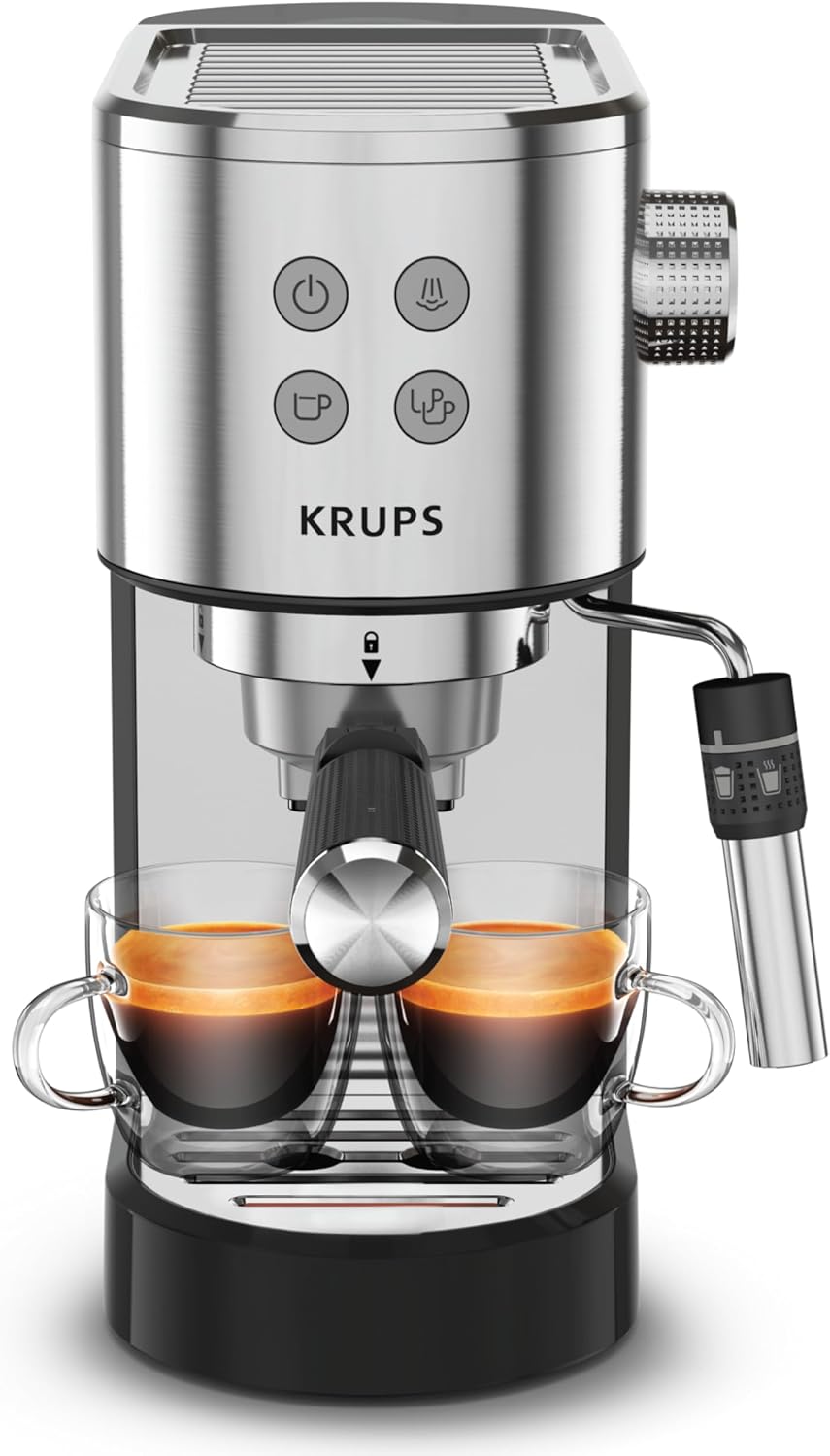 KRUPS 15-Bar Machine ¨¤ caf¨¦, acier inoxydable, fonction vapeur