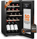 Sommertal Cave ¨¤ vin, ¨¦clairage LED, 4 ¨¦tag¨¨res en bois, WK50, 15 bouteilles, 20 ¡ãC, 20 oC, r¨¦glable, avec serrure, commande tactile, verre