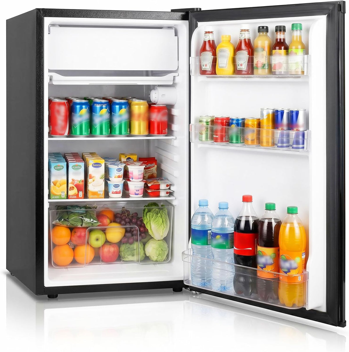 DollarDash Mini r¨¦frig¨¦rateur, 91 L, mod¨¨le compact id¨¦al pour bureau, r¨¦glable, verre, 38 dB, 48.3 ¡Á 45 ¡Á 79cm, 91L, 2 ¨¦tag¨¨res, couleur noire
