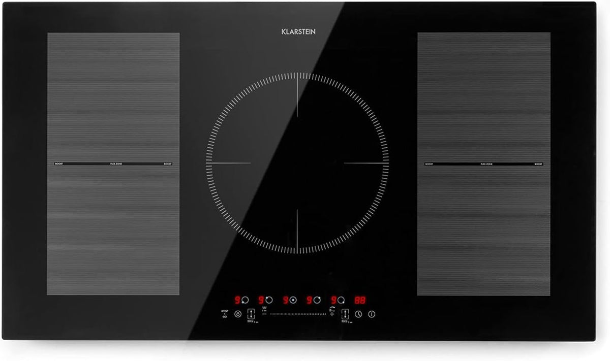KLARSTEIN Plaque de cuisson, 180 mm, Rechaud Electrique pour la Cuisine, 9300W, 240V, 2 zones, 5 zones, Plaque Induction 9300W, encastrable