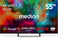 MEDION MD855701 T¨¦l¨¦viseur, 138.8 cm, t¨¦l¨¦commande, 55 pouces, HDR10, Bluetooth, Wi-Fi, QLED, Dolby Vision, Google TV, Full HD