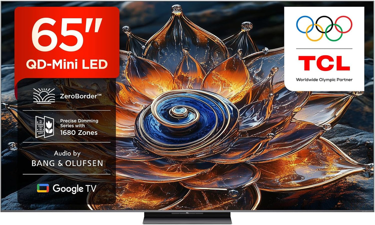 TCL 65Q8C T¨¦l¨¦viseur, Mini LED, 144Hz, 4K HDR 4500, 144Hz Motion Clarity Pro, ¨¦clairage LED, Google TV, Dolby Vision, ZeroBorderTM