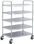 Chariot de service, 920 ¡Á 600 mm, Roues avec Freins, acier inoxydable, 150 kg, 820 ¡Á 500 mm, 5 niveaux, Charge 150 kg, 5 ¨¦tag¨¨res