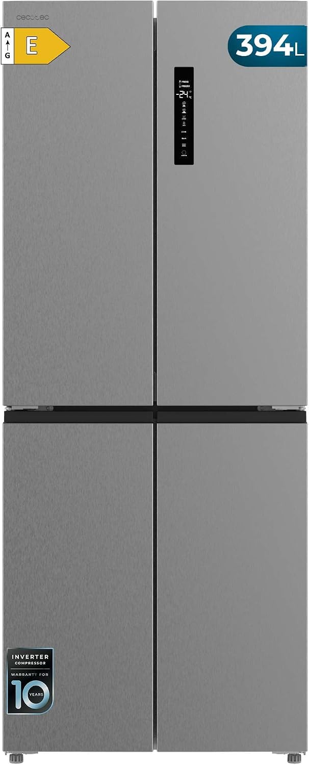 Cecotec R¨¦frig¨¦rateur, 170 cm, No Frost, acier inoxydable, Hauteur 170 cm et 70 cm Largeur, 4 Portes, 32 ¡ãC, 394 Litres