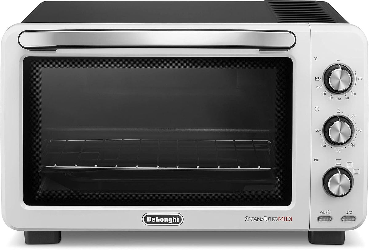 De'Longhi Micro-onde multifonctions, r¨¦glable, acier inoxydable, 1800 W, 33 cm, 220 ¡ãC, 4 fonctions, EO 24352 Four ¨¦lectrique, 24 litres, blanc
