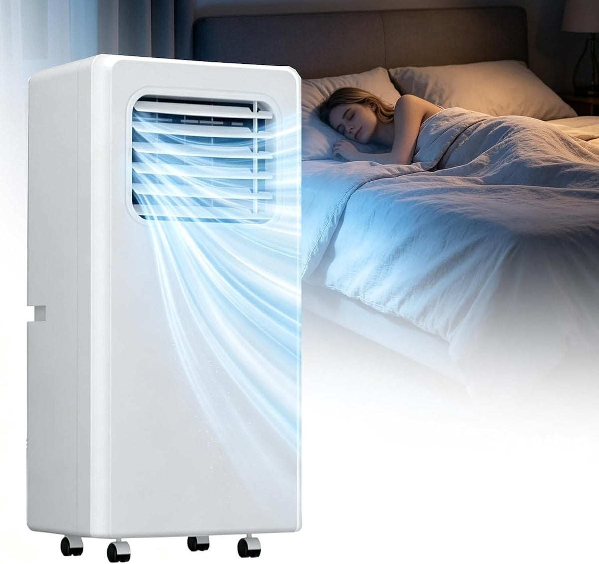 QINLIGAO Climatiseur, 3 Vitesses, t¨¦l¨¦commande, 10000 BTU, 3 Vitesses de Ventilation et Minuterie 24H, 10000BTU, 12000btu, 16¡ãC