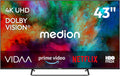 T¨¦l¨¦viseur MEDION MD843302, t¨¦l¨¦commande, 108 cm, 108cm, HDR10, Bluetooth, Wi-Fi, Dolby Vision, Dolby Atmos, Full HD