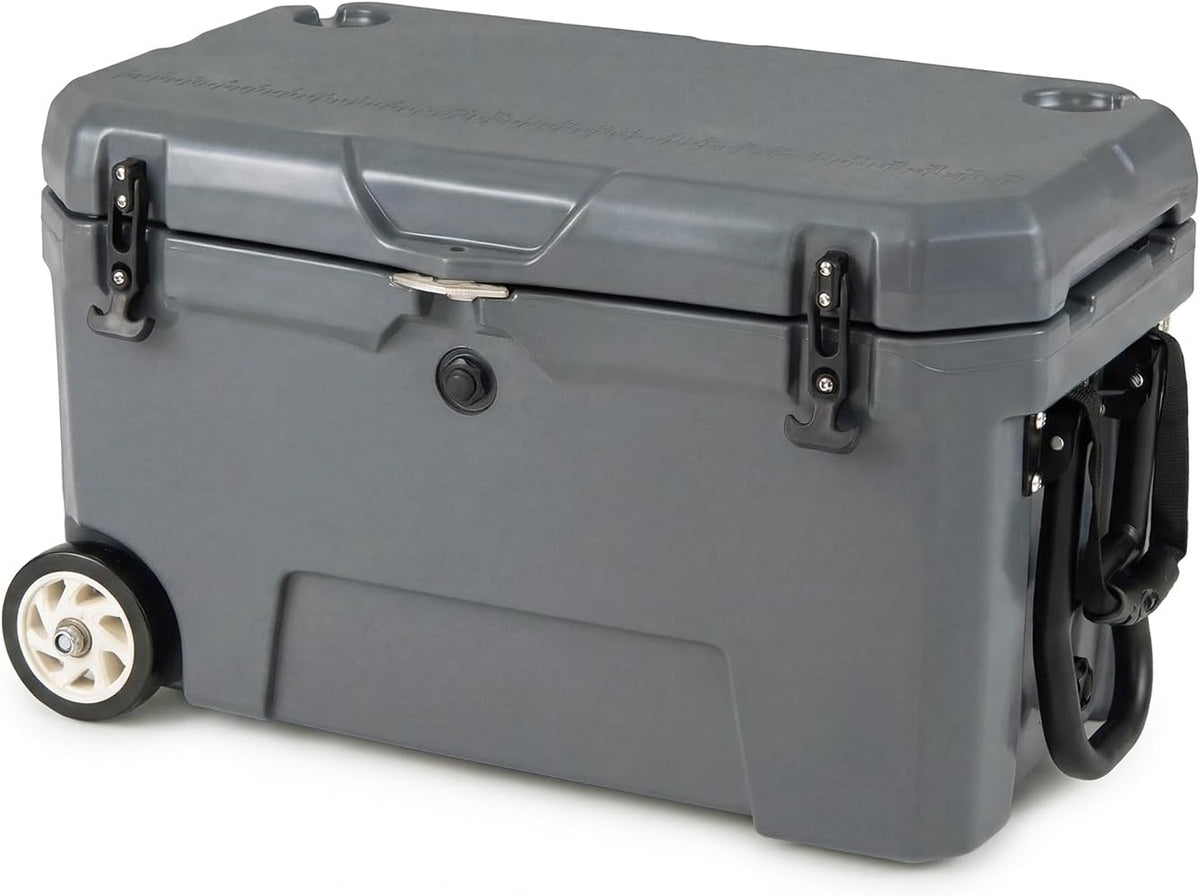 COSTWAY Glaci¨¨re, acier inoxydable, 6 jours, int¨¦gr¨¦ Ruler & d¨¦capsuleur pour Camping, portable, poign¨¦e t¨¦lescopique, roulettes, Fishing, Beach