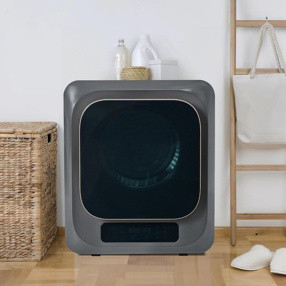 LARFOEK S¨¨che-linge, ¨¦cran tactile LED 850 W, 3 kg, s¨¦choir ¨¤ gaz d'¨¦chappement avec 6 fonctions et protection contre la surchauffe