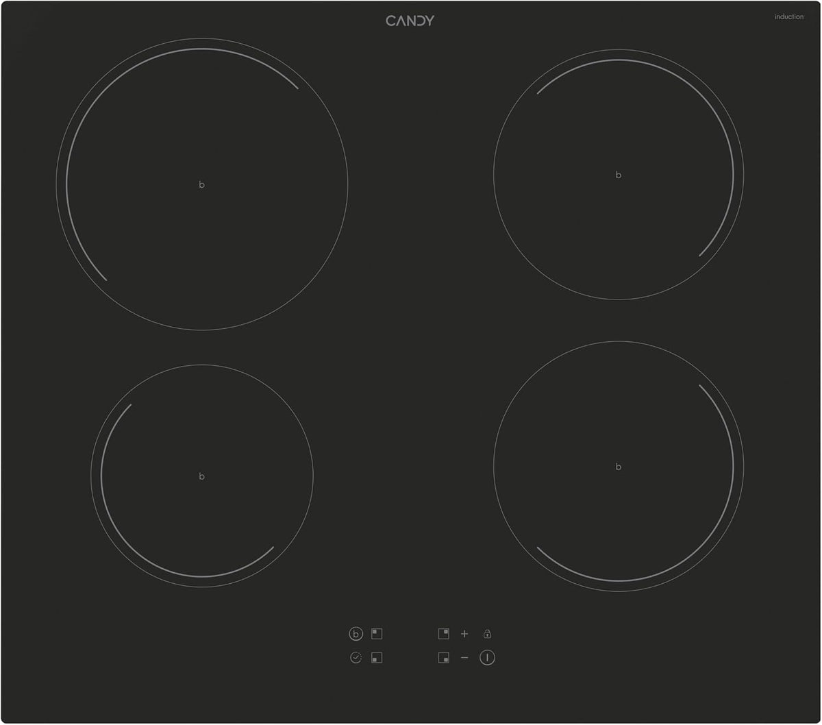 CANDY CITT642C Plaque de cuisson, 59 ¡Á 55 ¡Á 52 cm, 2, 5 kW, 6, 6 kW, 4 Zones, CITT642C/E1 Table de cuisson ¨¤ induction, 4 feux, noir