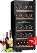 Cave ¨¤ vin, 18¡ãC, R¨¦frig¨¦rateur ¨¤ Vin sur Pieds avec Porte en Verre, acier inoxydable, KLARSTEIN, 91 Bouteilles, 79 bouteilles, 5-18¡ãC