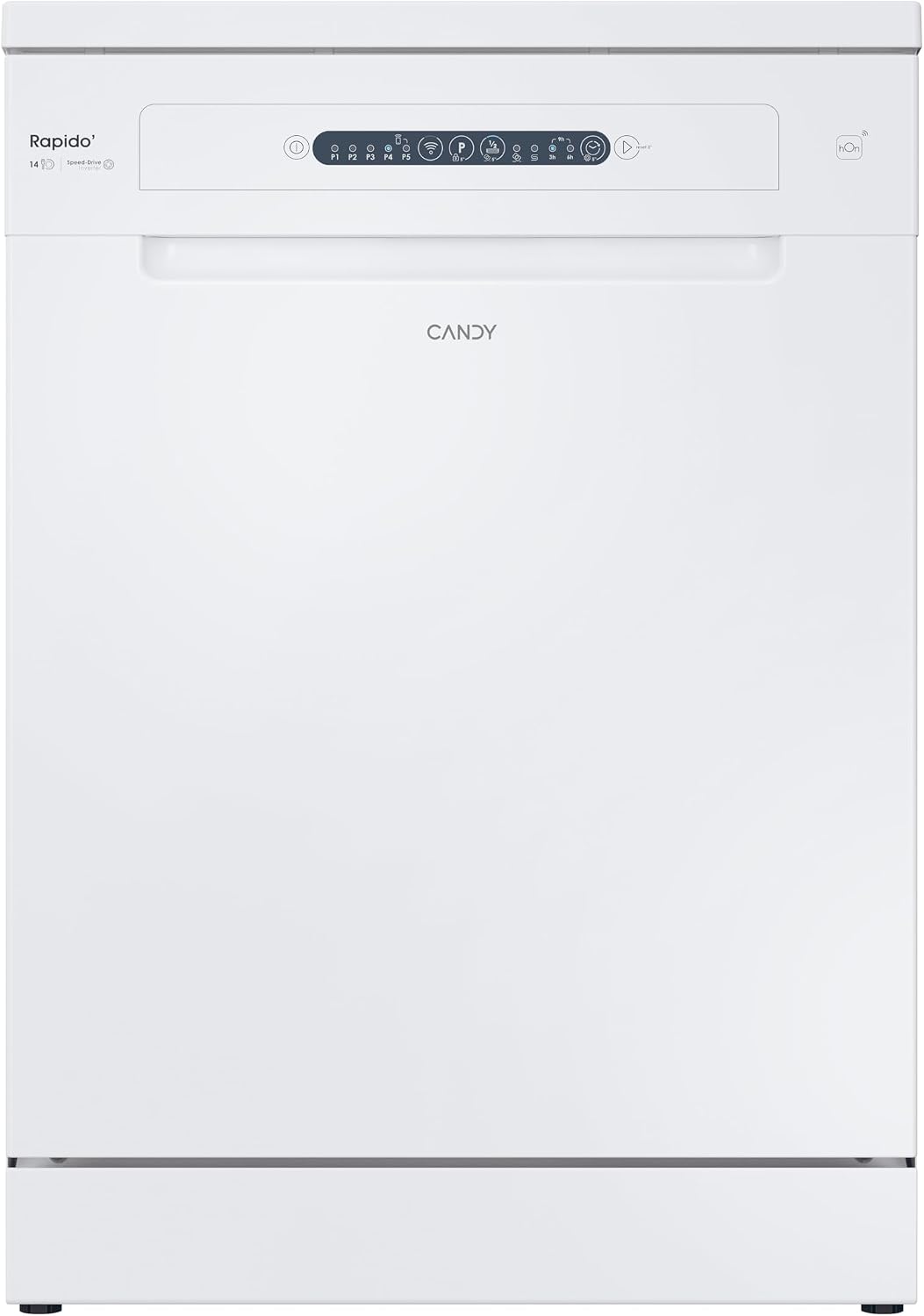 CANDY CF4E7L0W Lave-vaisselle, 60 cm, ¨¦clairage LED, 10, 9 L, 60cm, 14 Couverts, 6 Programmes, pose libre