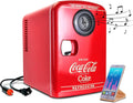 Koolatron Mini-r¨¦frig¨¦rateur r¨¦tro Coca-Cola 4 L chaud/froid avec enceinte Bluetooth, rouge