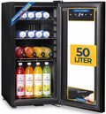 Sommertal GK50 R¨¦frig¨¦rateur, 50 l, ¨¦clairage LED, acier inoxydable, 10 ¡ãC, 2 ¡ãC, r¨¦glable, noir, commande tactile, verre