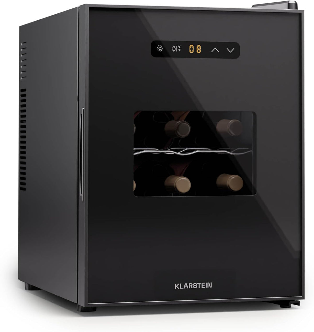 KLARSTEIN Cave ¨¤ vin, petite ¨¤ avec porte vitr¨¦e, 45 dB, r¨¦frig¨¦rateur ¨¤ boissons int¨¦rieur/ext¨¦rieur, 1 zone, 12 bouteilles, 5 ¡ãC, 18 ¡ãC