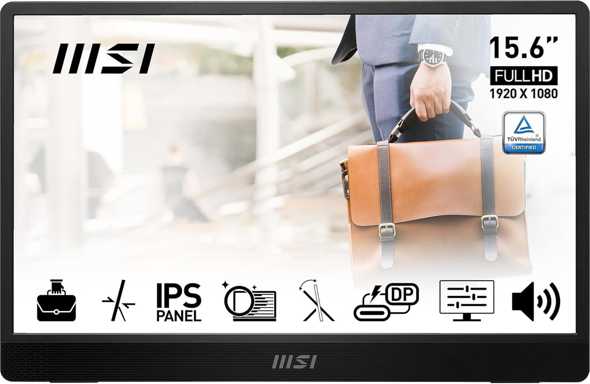 Moniteur PC, pliable, 15.6 pouces, MSI, MP161, 60Hz, 1.08cm, 1.5W, 15W, 60 Hz, 0.75kg, Pro MP161 E2 ¨¦cran Professionnel 15.6' FHD, Full HD